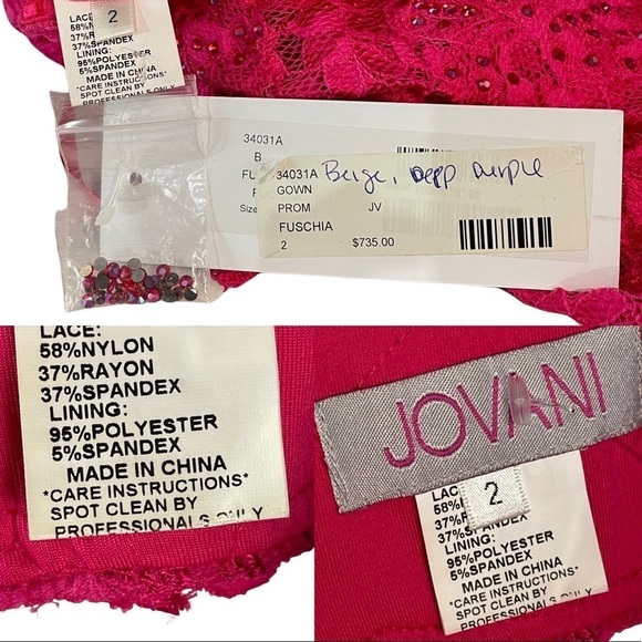 JOVANI 2 PIECE STRETCH LACE RHINESTONE CRYSTAL TRUMPET FORMAL PAGENT GOWN DRESS - Picture 16 of 16